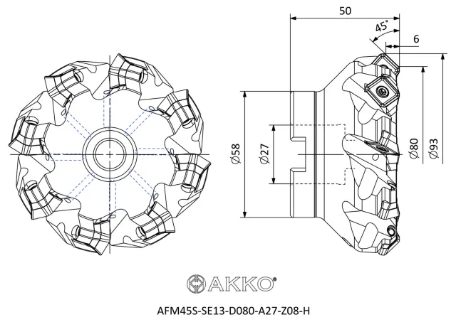 AFM45S-SE13-D080-A27-Z08-H teknik çizim