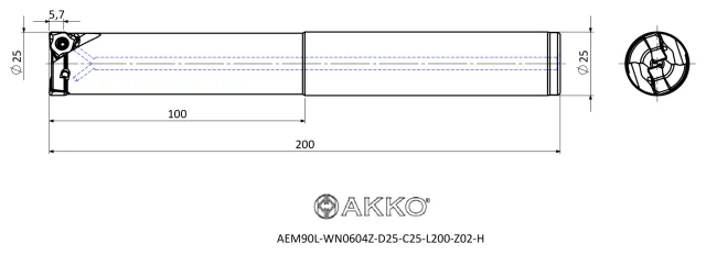 AEM90L-WN0604Z-D25-C25-L200-Z02-H teknik çizim