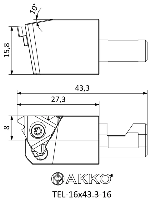 TEL-16x43.3-16 teknik çizim