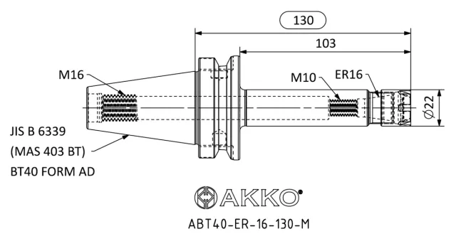 ABT40-ER-16 teknik çizim