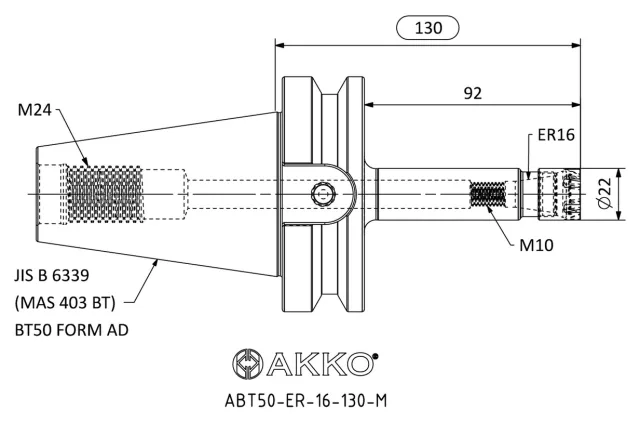 ABT50-ER-16 teknik çizim