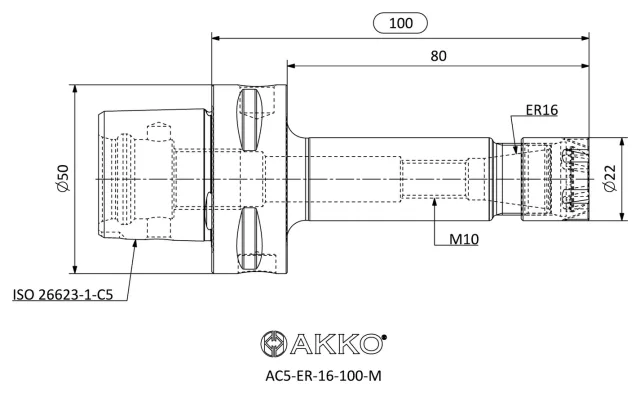 AC5-ER-16-100-M teknik çizim